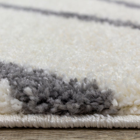 Fergus White Grey Lines Crossing Shag Rug By Kalora Interiors