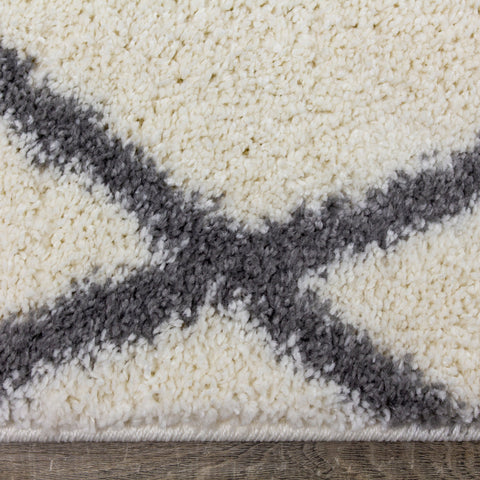 Fergus White Grey Lines Crossing Shag Rug By Kalora Interiors