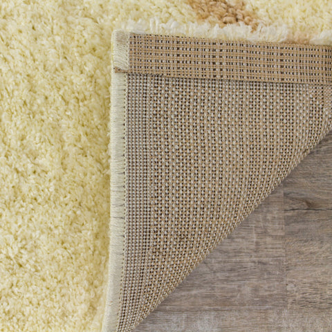 Fergus Cream Beige Lines Crossing Shag Rug by Kalora Interiors