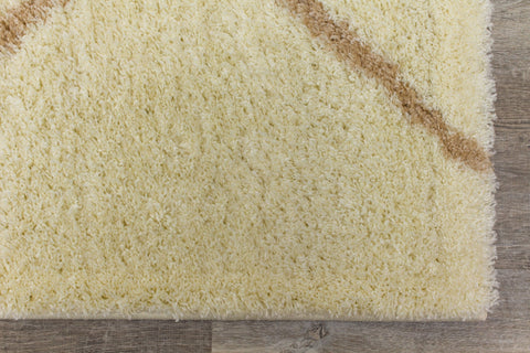 Fergus Cream Beige Lines Crossing Shag Rug by Kalora Interiors