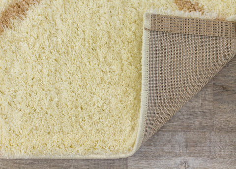 Fergus Cream Beige Lines Crossing Shag Rug by Kalora Interiors