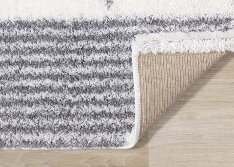Fergus White Grey Placement Pattern Rug by Kalora Interiors