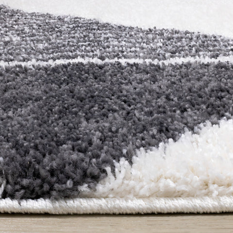 Fergus White Grey Placement Pattern Rug by Kalora Interiors