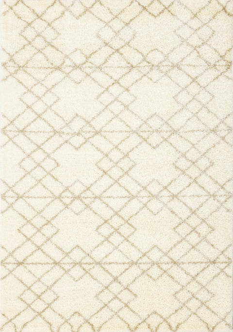 Fergus White Beige Patterned Rug by Kalora Interiors