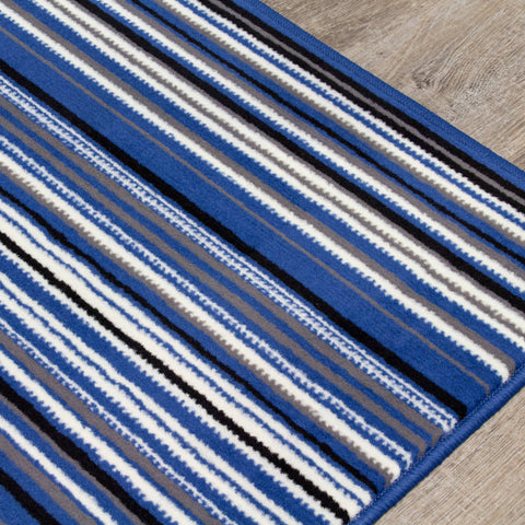 Fiona 1425_4922 Blue Cream Striped Rug by Novelle Home