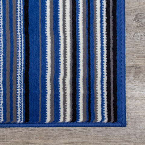Fiona 1425_4922 Blue Cream Striped Rug by Novelle Home