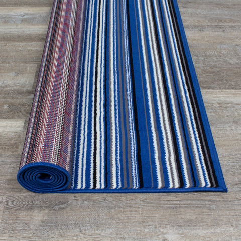 Fiona 1425_4922 Blue Cream Striped Rug by Novelle Home