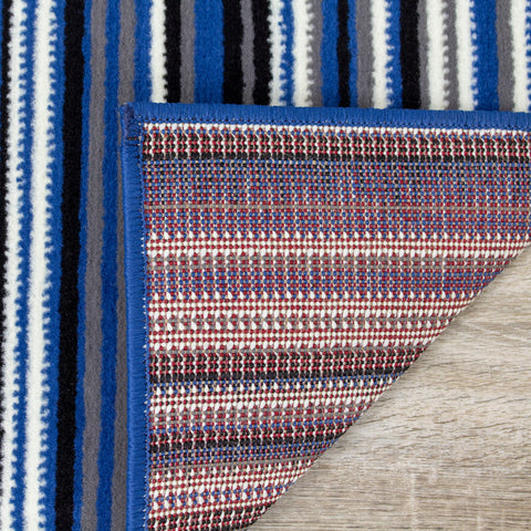 Fiona 1425_4922 Blue Cream Striped Rug by Novelle Home