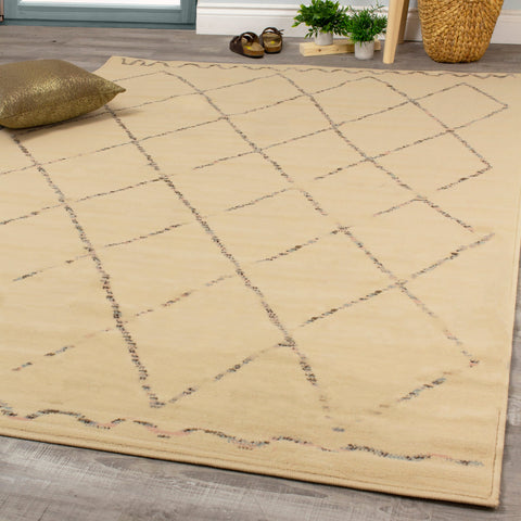 Fiona 3546_5835 Cream Beige Quirky Trellis Area Rug by Novelle Home