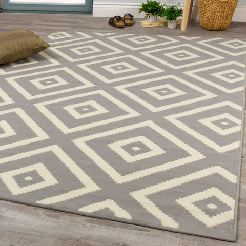 Fiona 3572_9944 Grey Classy Diamond Pattern Area Rug by Novelle Home
