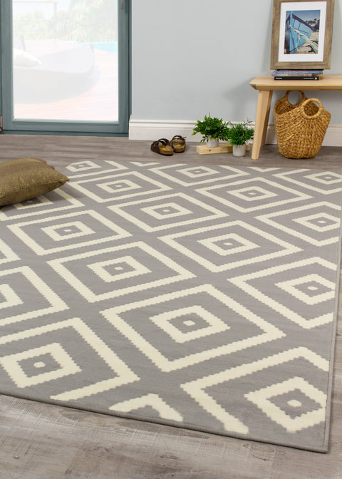 Fiona 3572_9944 Grey Classy Diamond Pattern Area Rug by Novelle Home