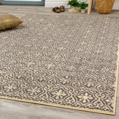 Fiona 3615_7935 Cream Grey Small Suns Area Rug by Novelle Home