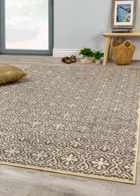 Fiona 3615_7935 Cream Grey Small Suns Area Rug by Novelle Home