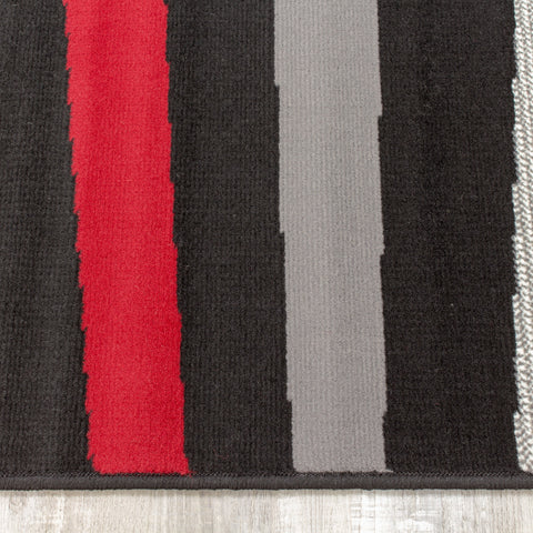 Fiona 3637_1945 Black Grey Red Marble Track Area Rug by Novelle Home