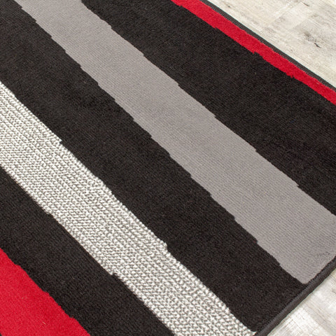 Fiona 3637_1945 Black Grey Red Marble Track Area Rug by Novelle Home