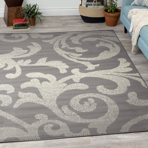 Fiona 701300_11922 Grey Cream Whirling Area Rug by Novelle Home