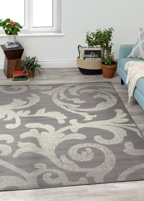 Fiona 701300_11922 Grey Cream Whirling Area Rug by Novelle Home