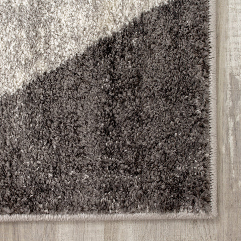 Focus B323_9646 Distressed Triangles Grey Cream Area Rug by Kalora Interiors