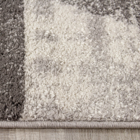 Focus B323_9646 Distressed Triangles Grey Cream Area Rug by Kalora Interiors