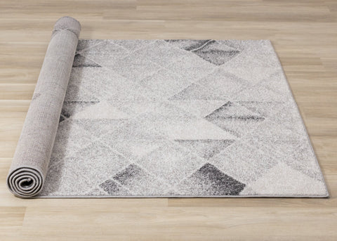 Focus Grey Cream Distressed Triangle Vertical Column Rug by Kalora Interiors