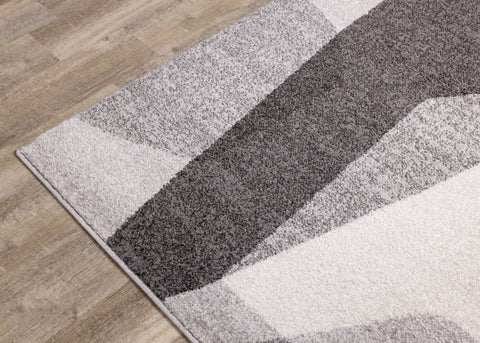 Focus Grey White Geometric Shapes Rug by Kalora Interiors