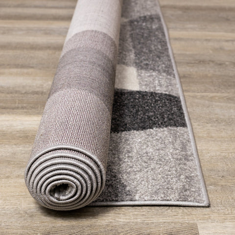 Focus Grey White Geometric Shapes Rug by Kalora Interiors
