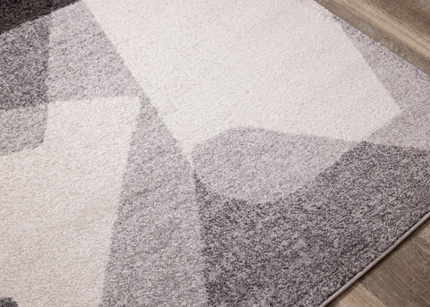 Focus Grey White Geometric Shapes Rug by Kalora Interiors
