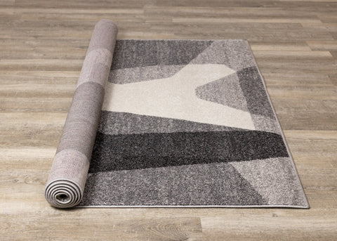 Focus Grey White Geometric Shapes Rug by Kalora Interiors