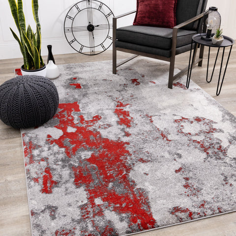 Freemont Grey/Red Abstract Expression Rug by Kalora Interiors