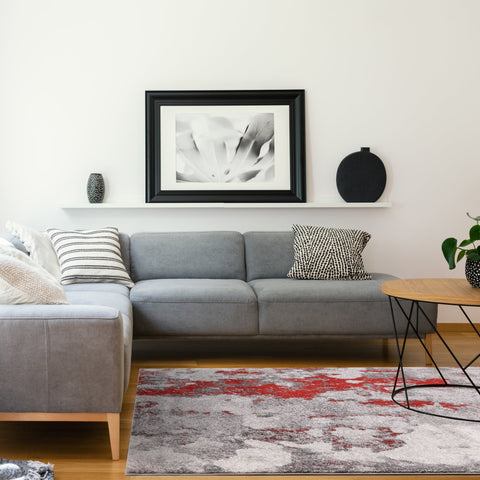 Freemont Grey/Red Abstract Expression Rug by Kalora Interiors