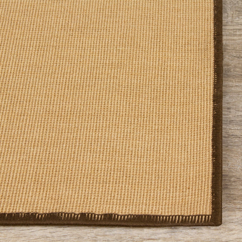 Golden Fibre 2243 Beige Micro Boucle Brown Border Jute Area Rug by Novelle Home