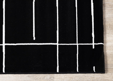 Ice Black White Lines Rug by Kalora Interiors