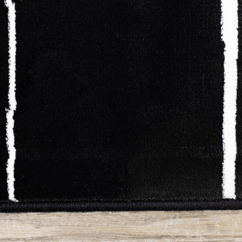Ice Black White Lines Rug by Kalora Interiors