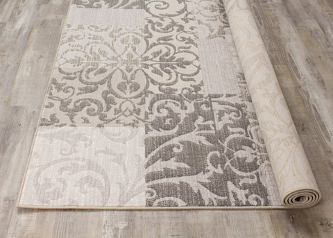 Intrigue Grey Damask Patchwork Rug by Kalora Interiors