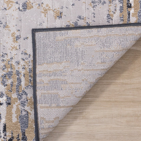 Intrigue Beige Blue Distressed Rip Rug by Kalora Interiors