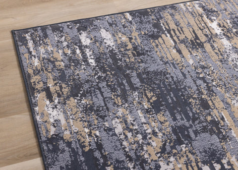 Intrigue Beige Blue Distressed Rip Rug by Kalora Interiors