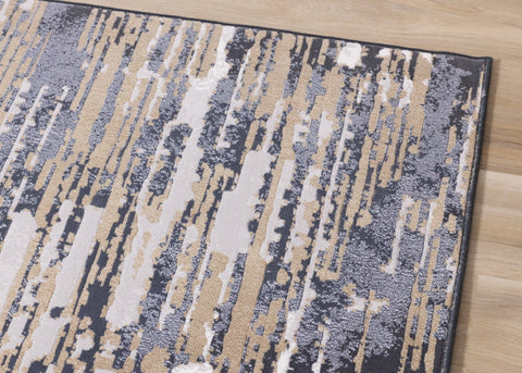Intrigue Beige Blue Distressed Rip Rug by Kalora Interiors