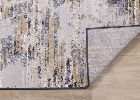 Intrigue Beige Blue Distressed Rip Rug by Kalora Interiors