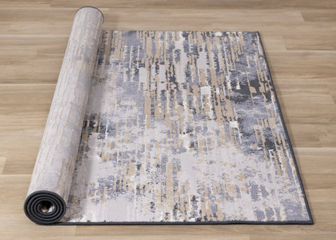 Intrigue Beige Blue Distressed Rip Rug by Kalora Interiors