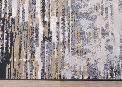 Intrigue Beige Blue Distressed Rip Rug by Kalora Interiors