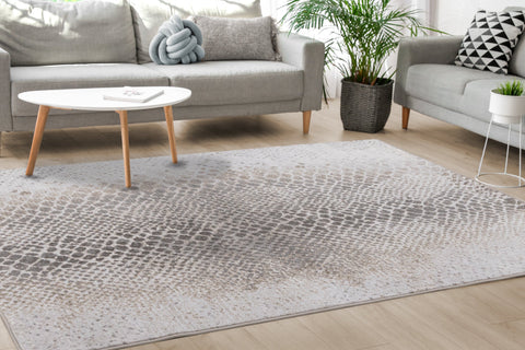 Intrigue Cream Grey Brown Snake Skin Rug by Kalora Interiors
