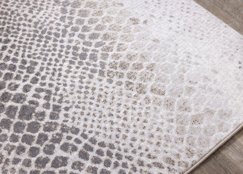Intrigue Cream Grey Brown Snake Skin Rug by Kalora Interiors