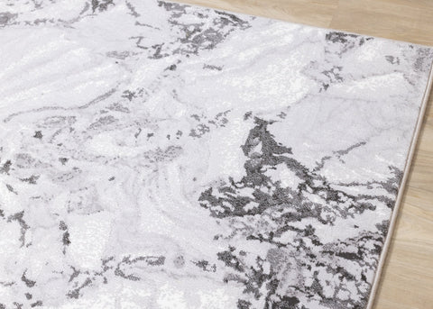 Intrigue White Grey Marble Swirl Rug by Kalora Interiors