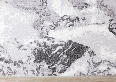 Intrigue White Grey Marble Swirl Rug by Kalora Interiors