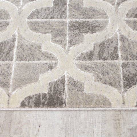 Juneau 4608_67 Grey White Ogee Pattern Area Rug by Novelle Home