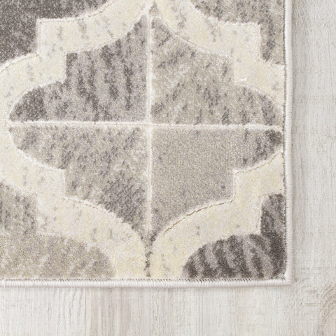 Juneau 4608_67 Grey White Ogee Pattern Area Rug by Novelle Home