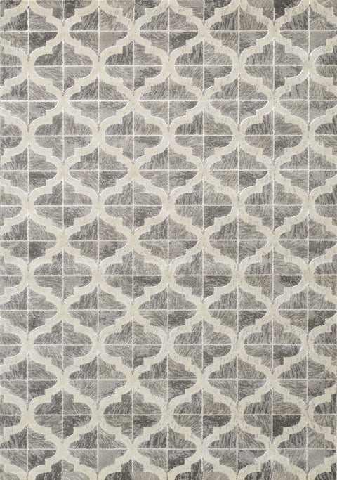 Juneau 4608_67 Grey White Ogee Pattern Area Rug by Novelle Home