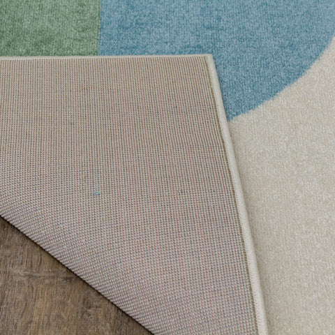 Kids Cream Green Yellow Circles Area Rug by Kalora Interiors
