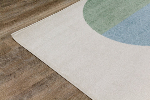 Kids Cream Green Yellow Circles Area Rug by Kalora Interiors