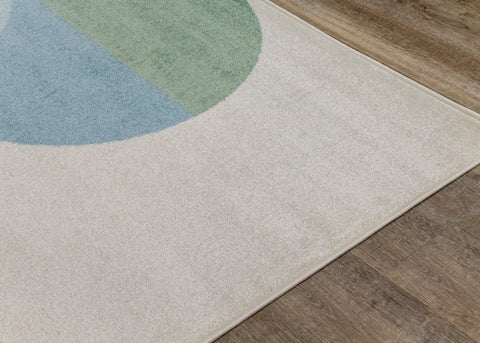 Kids Cream Green Yellow Circles Area Rug by Kalora Interiors